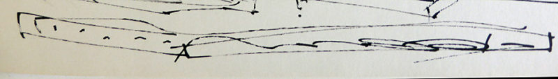 Moshe Kupferman, detail of an ink sketch with signature, 1969