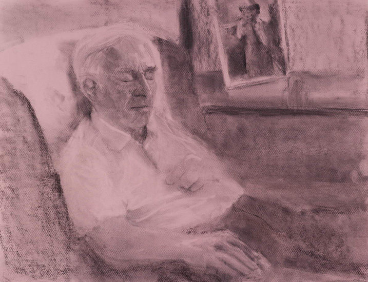 Charcoal drawing of the artist's father asleep