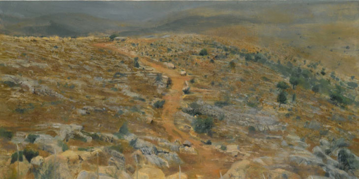 רות קסטנבאום בן-דב, ציור נוף סלעי בפורמט מלבני מאוזן