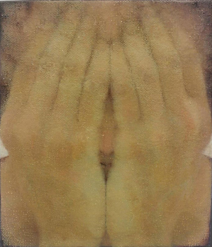 Ruth Kestenbaum Ben-Dov, painting of hands covering face in blessing, tension between prayer and vision, Judaism and visual art.
